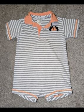 Tennessee Vols Striped Baby Romper. Size 9 Months